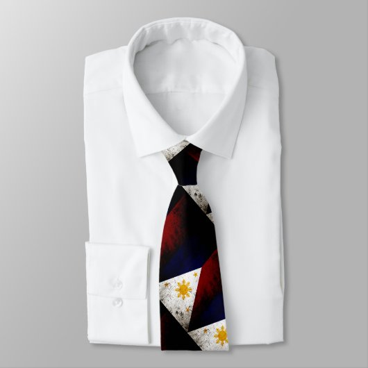 Schwarze Schmutz-Philippinen-Flagge Krawatte (Gebunden)