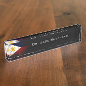 Schwarze Schmutz-Philippinen-Flagge Namensplakette (Seite)