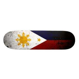 Schwarze Schmutz-Philippinen-Flagge Skateboard