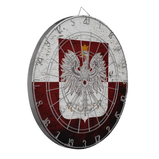 Schwarze Schmutz-Polen-Flagge Dartscheibe (Vorderseite Links)