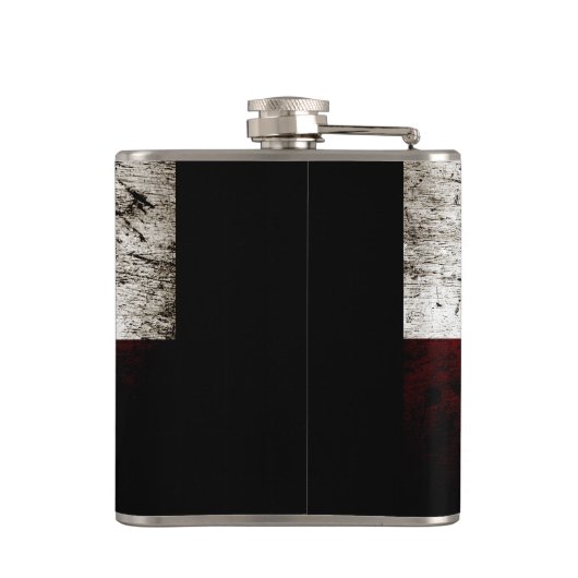 Schwarze Schmutz-Polen-Flagge Flachmann (Rückseite)