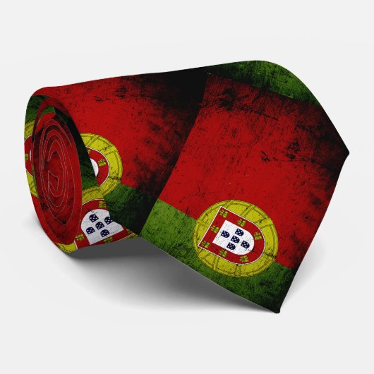 Schwarze Schmutz-Portugal-Flagge Krawatte (Gerollt)