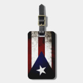 Schwarze Schmutz-Puerto- Ricoflagge Gepäckanhänger (Vorderseite vertikal)