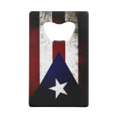 Schwarze Schmutz-Puerto- Ricoflagge Kreditkartenflaschenöffner (Rückseite)