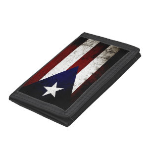 Schwarze Schmutz-Puerto- Ricoflagge Trifold Geldbörse