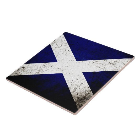 Schwarze Schmutz-Schottland-Flagge Fliese (Seite)