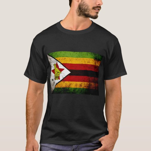 Schwarze Schmutz-Simbabwe-Flagge T-Shirt (Vorderseite)