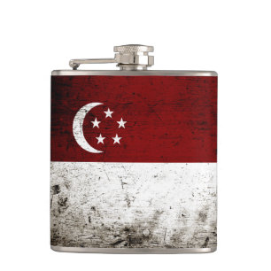 Schwarze Schmutz-Singapur-Flagge Flachmann