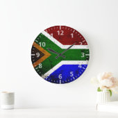 Schwarze Schmutz-Südafrika-Flagge Große Wanduhr (Zuhause)