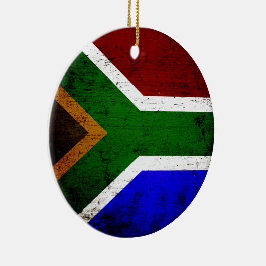 Schwarze Schmutz-Südafrika-Flagge Keramik Ornament (Rechts)