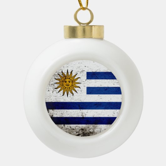 Schwarze Schmutz-Uruguay-Flagge Keramik Kugel-Ornament (Vorderseite)