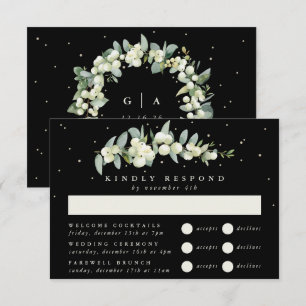 Schwarze Schneebeer + Eukalyptus Hochzeit Multi-Ev RSVP Karte