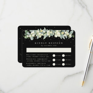 Schwarze Schneebeere + Eukalyptus Hochzeit Multi-E RSVP Karte