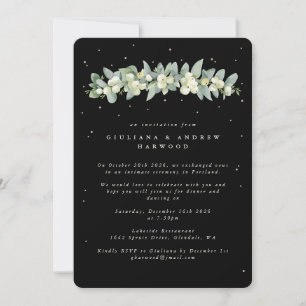 Schwarze Schneebeere + Eukalyptus Hochzeitsempfang Einladung