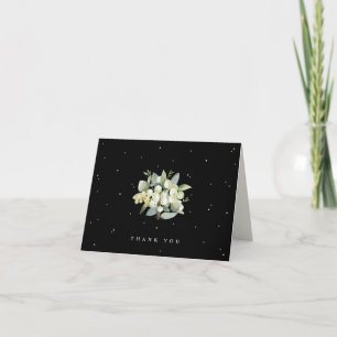 Schwarze Schneebeere + Eukalyptus Hochzeitsnote Dankeskarte