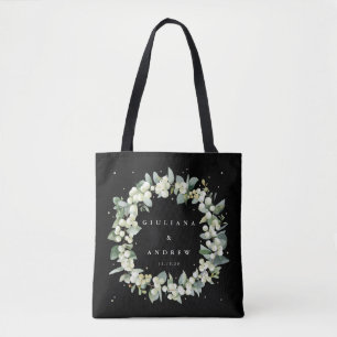 Schwarze Schneebeere + Eukalyptus Winterhochzeit Tasche