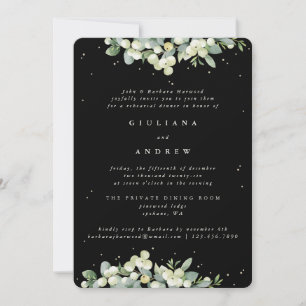 Schwarze Schneebeeren+Eukalyptus Hochzeitsprobe Einladung
