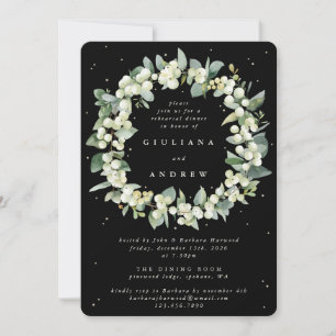 Schwarze Schneebeeren+Eukalyptus Hochzeitsprobe Einladung