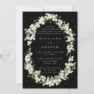Schwarze Schneebeeren+Eukalyptus Hochzeitsprobe Einladung