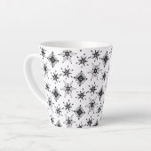 Schwarze Schneeflocken Geometrie Bubble Winter Pat Milchtasse (Linke Ecke)