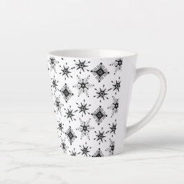 Schwarze Schneeflocken Geometrie Bubble Winter Pat Milchtasse