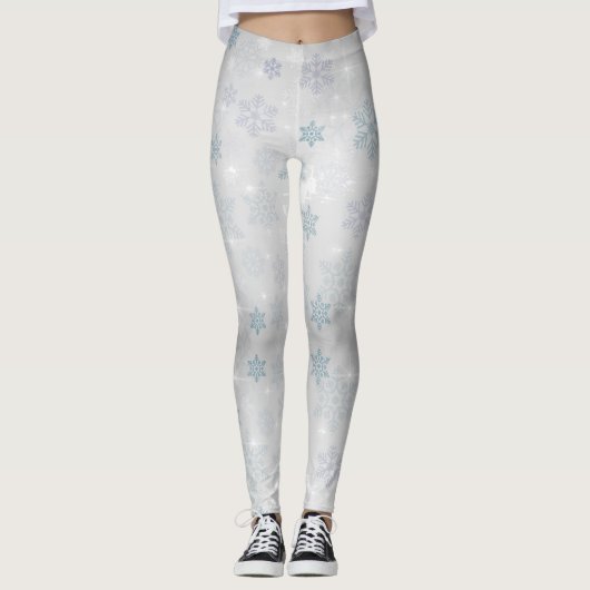 Schwarze Schneeflocken Leggings (Vorderseite)