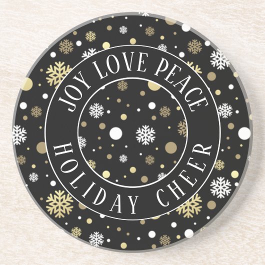 Schwarze Schneeflocken mit weißem Gold - Punkt Getränkeuntersetzer (Vorne)
