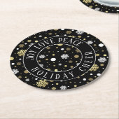 Schwarze Schneeflocken mit weißem Gold - Punkt Runder Pappuntersetzer (Angewinkelt)