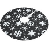 Schwarze Schneeflocken Polyester Weihnachtsbaumdecke (Schrägansicht)