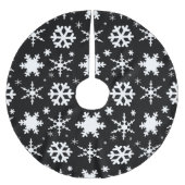 Schwarze Schneeflocken Polyester Weihnachtsbaumdecke (Vorderseite)