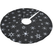 Schwarze Schneeflocken Polyester Weihnachtsbaumdecke (Schrägansicht)