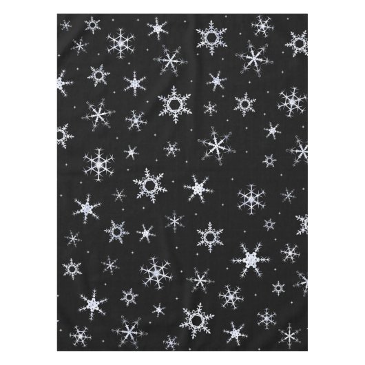 Schwarze Schneeflocken Tischdecke (Vorderseite)
