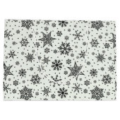 Schwarze Schneeflocken Weihnachtsmuster Große Gesc Geschenktüte (Rückseite)