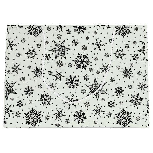 Schwarze Schneeflocken Weihnachtsmuster Große Gesc Große Geschenktüte (Vorderseite)