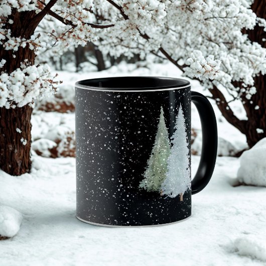 Schwarze Schneeflocken Winter Wasserfarben Weihnac Tasse