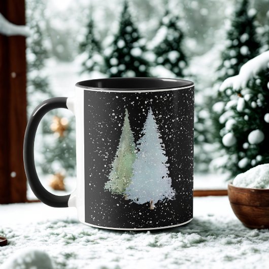 Schwarze Schneeflocken Winter Wasserfarben Weihnac Tasse