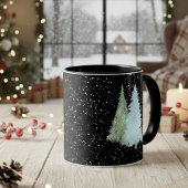 Schwarze Schneeflocken Winter Wasserfarben Weihnac Tasse