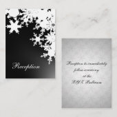 Schwarze Schneeflocken Winterhochzeit Begleitkarte (Vorne/Hinten)
