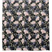 Schwarze, schöne Aquarell-Blume Duschvorhang (Vorderseite)