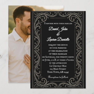 Schwarze Schönheits-Foto-Hochzeitseinladung Einladung