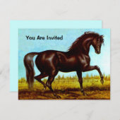 SCHWARZE SCHÖNHEITS-PFERDEgeburtstags-PARTY Einladung (Vorne/Hinten)