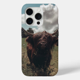 Schwarze schottische Hochlandkuh grast Vintage Ret Case-Mate iPhone Hülle