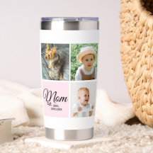 Schwarze Schrift 3 Fotos Mom gegründet Geschenk 