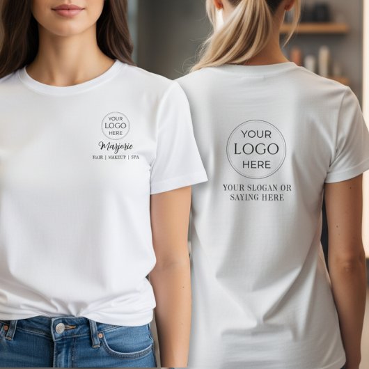 Schwarze Schrift Angestelltenname Geschäft-Logo Ma T-Shirt