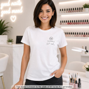 Schwarze Schrift Angestellter Name Geschäft Logo N T-Shirt