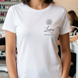 Schwarze Schrift Angestellter Name Geschäft Logo W T-Shirt