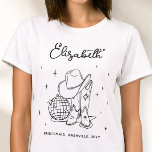 Schwarze Schrift Cowgirl Disco Personalisierte Bra T-Shirt