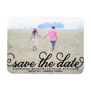 Schwarze Schrift Foto Save-the-Date-Magnete Magnet