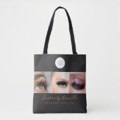 Schwarze Schrift Foto Wimpern Geschäft  Tasche (Vorderseite)