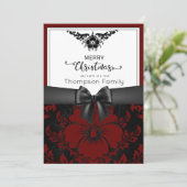 Schwarze Schrift frohe Weihnachten glückliches neu Einladung (Stehend Vorderseite)